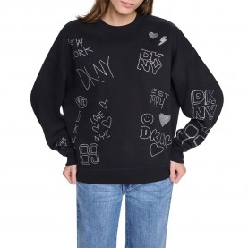 Блуза DKNY DW5900327 sweatshirt - Black (Black / Black) блуза,дамски,блузи,dkny,dw5900327,sweatshirt,black,(black,black)