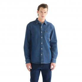 Риза с дълъг ръкав Wrangler 1 PKT long sleeve shirt - Blue (Dark Wash) риза,с,дълъг,ръкав,дамски,ризи,мъжки,ризи,wrangler,1,pkt,long,sleeve,shirt,blue,(dark,wash)