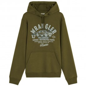 Суичър Wrangler Americana hoodie - Green (Olive Night) суичър,мъжки,пуловери,wrangler,americana,hoodie,green,(olive,night)