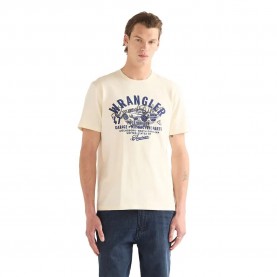 Тениска Wrangler Americana short sleeve T-shirt - Beige (Antique White) тениска,мъжки,тениски,дамски,тениски,wrangler,americana,short,sleeve,t,shirt,beige,(antique,white)