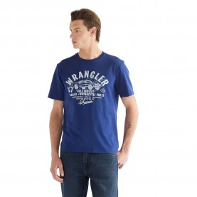 Тениска Wrangler Americana short sleeve T-shirt - Blue (Blue Depths) тениска,мъжки,тениски,дамски,тениски,wrangler,americana,short,sleeve,t,shirt,blue,(blue,depths)