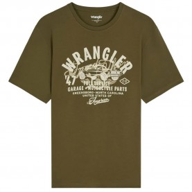 Тениска Wrangler Americana short sleeve T-shirt - Green (Olive Night) тениска,мъжки,тениски,дамски,тениски,wrangler,americana,short,sleeve,t,shirt,green,(olive,night)
