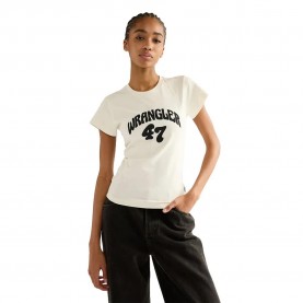 Тениска Wrangler Shrunken Band short sleeve T-shirt - White (Egret / Egret / Egret) тениска,мъжки,тениски,дамски,тениски,wrangler,shrunken,band,short,sleeve,t,shirt,white,(egret,egret,egret)