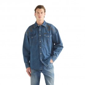 Риза с дълъг ръкав Wrangler Western long sleeve shirt - Blue (River Rock) риза,с,дълъг,ръкав,дамски,ризи,мъжки,ризи,wrangler,western,long,sleeve,shirt,blue,(river,rock)