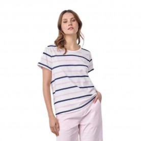Тениска Redgreen Chris short sleeve T-shirt - White (Pink Stripe) тениска,мъжки,тениски,дамски,тениски,redgreen,chris,short,sleeve,t,shirt,white,(pink,stripe)