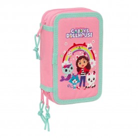 Safta Triple Gabby´´S Dollhouse pencil case 37 units - Pink (Multicolor) ученически,принадлежности,safta,triple,gabby´´s,dollhouse,pencil,case,37,units,pink,(multicolor)