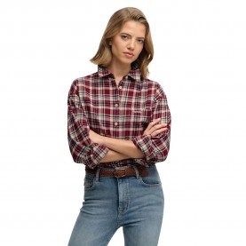 Карирана риза Superdry Check Flannel Relaxed long sleeve shirt - Red (Bordeaux Red Check) карирана,риза,дамски,ризи,мъжки,ризи,superdry,check,flannel,relaxed,long,sleeve,shirt,red,(bordeaux,red,check)