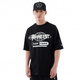 Тениска New era MLB Logo Graphic Oversize New York Yankees short sleeve T-shirt - Black (Black) тениска,мъжки,тениски,дамски,тениски,new,era,mlb,logo,graphic,oversize,new,york,yankees,short,sleeve,t,shirt,black,(black)