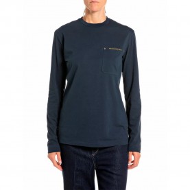 Тениска Replay W001Y.000.00QMJ long sleeve T-shirt - Blue (Blueberry) тениска,мъжки,тениски,дамски,тениски,replay,w001y.000.00qmj,long,sleeve,t,shirt,blue,(blueberry)