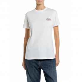 Тениска Replay W002G.001.00QMJ T-shirt - White (Natural White) тениска,мъжки,тениски,дамски,тениски,replay,w002g.001.00qmj,t,shirt,white,(natural,white)