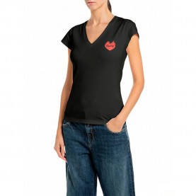 Тениска Replay W08NX.000.723OM T-shirt - Black (Black) тениска,мъжки,тениски,дамски,тениски,replay,w08nx.000.723om,t,shirt,black,(black)