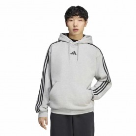 Суичър Adidas 3 Stripes Fleece hoodie - Grey (Medium Grey Heather / White) суичър,мъжки,пуловери,adidas,3,stripes,fleece,hoodie,grey,(medium,grey,heather,white)