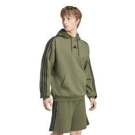 Суичър Adidas 3 Stripes Fleece hoodie - Green (Olive Four / Black) суичър,мъжки,пуловери,adidas,3,stripes,fleece,hoodie,green,(olive,four,black)