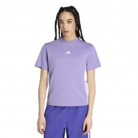 Тениска Adidas Essentials 3 Stripes Cotton short sleeve T-shirt - Purple (Magic Lilac / White) тениска,мъжки,тениски,дамски,тениски,adidas,essentials,3,stripes,cotton,short,sleeve,t,shirt,purple,(magic,lilac,white)