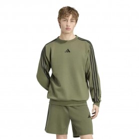 Поларена блуза Adidas Essentials 3 Stripes Fleece sweatshirt - Green (Olive Four / Black) поларена,блуза,мъжки,пуловери,adidas,essentials,3,stripes,fleece,sweatshirt,green,(olive,four,black)