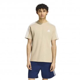 Тениска Adidas Essentials 3 Stripes Single Jersey Left Chest Branded short sleeve T-shirt - Beige (Khaki Three / White) тениска,мъжки,тениски,дамски,тениски,adidas,essentials,3,stripes,single,jersey,left,chest,branded,short,sleeve,t,shirt,beige,(khaki,three,white)