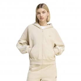 Блуза Adidas Kit 3 Stripes full zip sweatshirt - Beige (Crystal Linen / Off White) блуза,дамски,блузи,adidas,kit,3,stripes,full,zip,sweatshirt,beige,(crystal,linen,off,white)