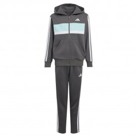 Анцуг Adidas Seasonal Essentials Tiberio 3 Stripes Fleece tracksuit - Grey (Grey Five / White / Halo Mint) анцуг,детски,анцузи,adidas,seasonal,essentials,tiberio,3,stripes,fleece,tracksuit,grey,(grey,five,white,halo,mint)
