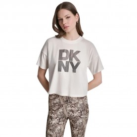 Тениска DKNY Ombre short sleeve T-shirt - White (Eggnog / Brown Black) тениска,мъжки,тениски,дамски,тениски,dkny,ombre,short,sleeve,t,shirt,white,(eggnog,brown,black)