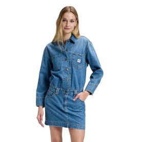 Рокля Lee Chore Regular Fit short dress - Blue (Snow Lodge) рокля,дамски,поли,и,рокли,lee,chore,regular,fit,short,dress,blue,(snow,lodge)