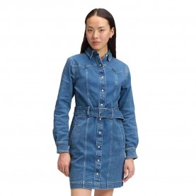 Рокля Lee Fitted Slim Fit long sleeve dress - Blue (West End) рокля,дамски,поли,и,рокли,lee,fitted,slim,fit,long,sleeve,dress,blue,(west,end)