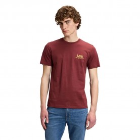 Тениска Lee Medium Regular Fit short sleeve T-shirt - Red (Port) тениска,мъжки,тениски,дамски,тениски,lee,medium,regular,fit,short,sleeve,t,shirt,red,(port)