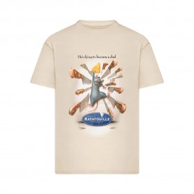 Тениска Merchcode Ratatouille Poster short sleeve T-shirt - Beige (Sand) тениска,мъжки,тениски,дамски,тениски,merchcode,ratatouille,poster,short,sleeve,t,shirt,beige,(sand)