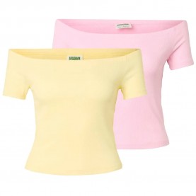 тениска,мъжки,тениски,дамски,тениски,urban,classics,organic,off,shoulder,short,sleeve,t,shirt,2,units,multicolor,(blushed,rose,pale,yellow)