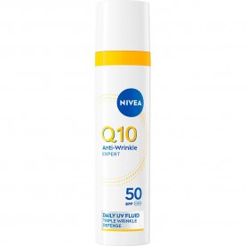 козметика,за,защита,от,слънце,nivea,q10,anti,wrinkle,expert,daily,uv,fluid,spf50,40,ml,sunscreen,blue,(white,yellow)