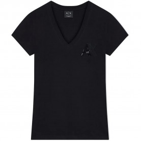 Тениска Armani exchange XW002777_AF10356 short sleeve v neck T-shirt - Black (Black) тениска,мъжки,тениски,дамски,тениски,armani,exchange,xw002777,af10356,short,sleeve,v,neck,t,shirt,black,(black)