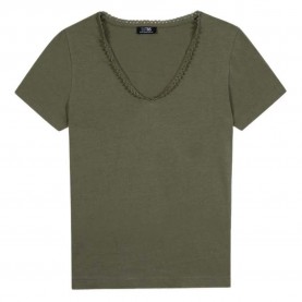 Тениска Tbs Adamaver short sleeve v neck T-shirt - Green (Kaki / Green) тениска,мъжки,тениски,дамски,тениски,tbs,adamaver,short,sleeve,v,neck,t,shirt,green,(kaki,green)