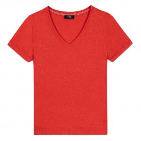 Тениска Tbs Adinatee short sleeve v neck T-shirt - Red (Hibiscus / Red) тениска,мъжки,тениски,дамски,тениски,tbs,adinatee,short,sleeve,v,neck,t,shirt,red,(hibiscus,red)