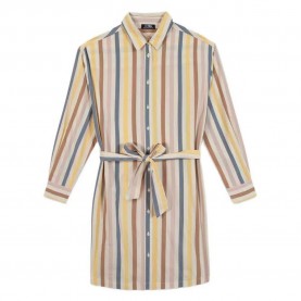 Рокля Tbs Dovyerob long sleeve short dress - Beige (Multico / Yellow) рокля,дамски,поли,и,рокли,tbs,dovyerob,long,sleeve,short,dress,beige,(multico,yellow)