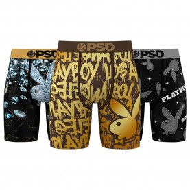 Боксерки Psd Playboy Lux boxers 3 units - Multicolor (Green / Grey / Gold) боксерки,мъжко,бельо,psd,playboy,lux,boxers,3,units,multicolor,(green,grey,gold)