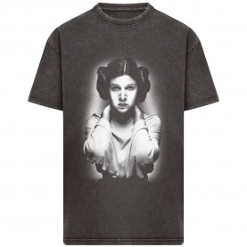 Тениска Merchcode Star Wars Princess Leia Picture Acid Wash Heavy Oversize short sleeve T-shirt - Black (Black) тениска,мъжки,тениски,дамски,тениски,merchcode,star,wars,princess,leia,picture,acid,wash,heavy,oversize,short,sleeve,t,shirt,black,(black)
