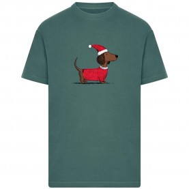 тениска,мъжки,тениски,дамски,тениски,mister,tee,christmas,dackel,short,sleeve,t,shirt,green,(bottle,green)