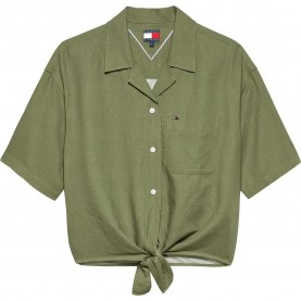 Риза с къс ръкав Tommy jeans DW0DW22210 Linen short sleeve shirt - Green (Bay Leaf) риза,с,къс,ръкав,дамски,ризи,мъжки,ризи,tommy,jeans,dw0dw22210,linen,short,sleeve,shirt,green,(bay,leaf)