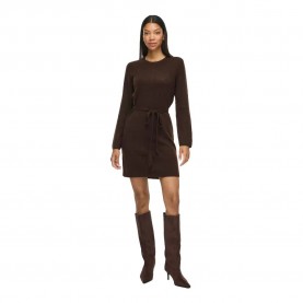 Рокля Vila Liga long sleeve short dress - Brown (Coffee Bean / Detail Melange) рокля,дамски,поли,и,рокли,vila,liga,long,sleeve,short,dress,brown,(coffee,bean,detail,melange)