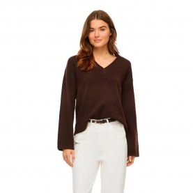 Блуза Vila Liga v neck sweater - Brown (Coffee Bean / Detail Melange) блуза,мъжки,пуловери,дамски,пуловери,vila,liga,v,neck,sweater,brown,(coffee,bean,detail,melange)