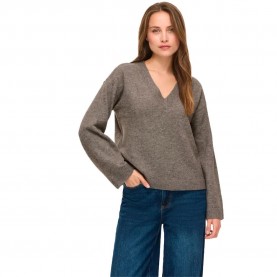 Блуза Vila Liga v neck sweater - Grey (Falcon / Detail Melange) блуза,мъжки,пуловери,дамски,пуловери,vila,liga,v,neck,sweater,grey,(falcon,detail,melange)