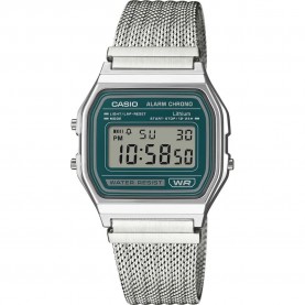 Часовник Casio A158 33.2mm 3ATM Quartz Digital watch - Silver (Silver / Aqua Green / Resin) часовник,часовници,casio,a158,33.2mm,3atm,quartz,digital,watch,silver,(silver,aqua,green,resin)