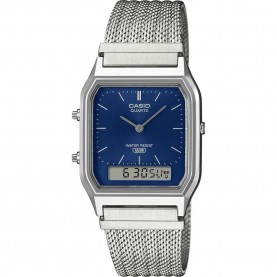 Часовник Casio AQ-230 30.0mm 3ATM Quartz Analog-Digital watch - Silver (Silver / Blue / Resin) часовник,часовници,casio,aq,230,30.0mm,3atm,quartz,analog,digital,watch,silver,(silver,blue,resin)