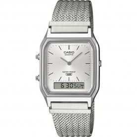 Часовник Casio AQ-230 30.0mm 3ATM Quartz Analog-Digital watch - Silver (Silver / Silver / Resin) часовник,часовници,casio,aq,230,30.0mm,3atm,quartz,analog,digital,watch,silver,(silver,silver,resin)