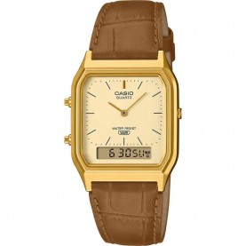 Часовник Casio AQ-230 30.0mm 3ATM Quartz Analog-Digital woman watch - Golden (Brown / Gold / Resin) часовник,часовници,casio,aq,230,30.0mm,3atm,quartz,analog,digital,woman,watch,golden,(brown,gold,resin)