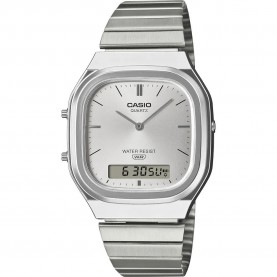 Часовник Casio AQ-240 31.5mm 3ATM Quartz Analog-Digital woman watch - Silver (Silver / White / Resin) часовник,часовници,casio,aq,240,31.5mm,3atm,quartz,analog,digital,woman,watch,silver,(silver,white,resin)