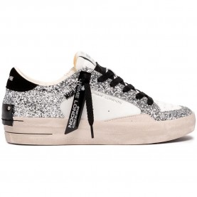 Маратонки Crime london Distressed trainers - White (Silver) маратонки,мъжки,маратонки,дамски,маратонки,crime,london,distressed,trainers,white,(silver)