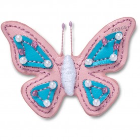 Jibbitz Faux Leather Pink Butterfly charm - Pink обувни,аксесоари,jibbitz,faux,leather,pink,butterfly,charm,pink