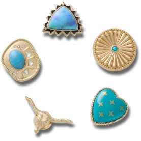 Jibbitz Gold Turquoise Western charm 5 units - Golden обувни,аксесоари,jibbitz,gold,turquoise,western,charm,5,units,golden