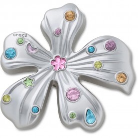 Jibbitz Silver Meta Gem Flower charm - Silver обувни,аксесоари,jibbitz,silver,meta,gem,flower,charm,silver