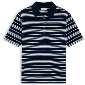 Блуза с яка Tommy hilfiger 1985 Plus Size short sleeve polo - Blue (Broken Stripe Dark Blue / Ecru) блуза,с,яка,дамски,блузи,с,яка,мъжки,блузи,с,яка,tommy,hilfiger,1985,plus,size,short,sleeve,polo,blue,(broken,stripe,dark,blue,ecru)